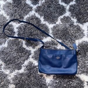Navy Coach Crossbody Purse w/ Gold Accents